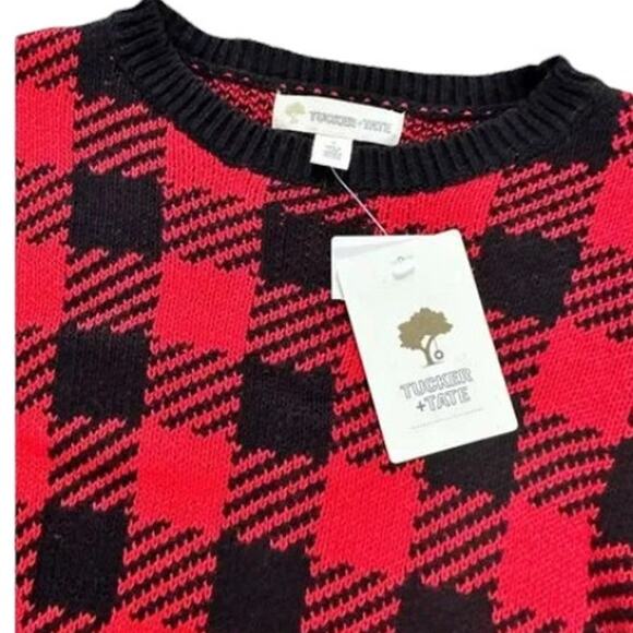 NWT Tucker + Tate Red Black  Pullover Buffalo Plaid  Sweater Size 3 - Picture 3 of 8